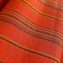 Orange/Gold/Raisin Yarn-Dyed Stripe Vintage Kimono Silk Tsumugi from Japan By the Yard #108