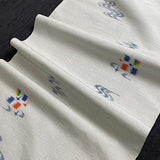 OUTLET ITEM, Ice-Blue-White with Ikat Birds Vintage Kimono Silk from Japan By the Yard #109