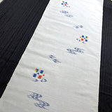 OUTLET ITEM, Ice-Blue-White with Ikat Birds Vintage Kimono Silk from Japan By the Yard #109
