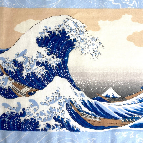 Great Wave of Kanagawa Cotton Tenugui Towel from Japan, 100% Cotton 12" x 34"  #RK-11