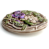 Running Low, Gecko on Fence, Hand Painted Art Stone Button by Susan Clarke 1.5" #SC-1067