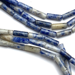 Blue Spot Jasper Gemstone Cylinder Tube Beads, 13mm x 4mm, Strand of 27-30 Beads  #LP-07