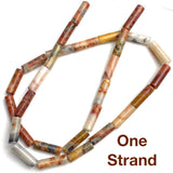 Crazy Lace Planetary Agate Gemstone Cylinder Tube Beads, 13mm x 4mm, 1/2" Long Bead, 15" Strand  #LP-08