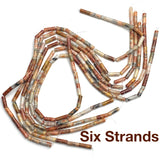 Crazy Lace Planetary Agate Gemstone Cylinder Tube Beads, 13mm x 4mm, 1/2" Long Bead, 15" Strand  #LP-08