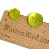 Bright Lime Green Shiny Agoya 2-Hole Button 9/16"-5/8"  Per Button 15mm  #1249