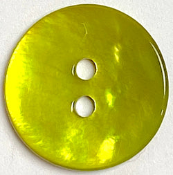 Bright Lime Green Shiny Agoya 2-Hole Button 9/16"-5/8"  Per Button 15mm  #1249
