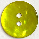 Bright Lime Green Shiny Agoya 2-Hole Button 9/16"-5/8"  Per Button 15mm  #1249