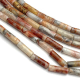 Crazy Lace Planetary Agate Gemstone Cylinder Tube Beads, 13mm x 4mm, 1/2" Long Bead, 15" Strand  #LP-08