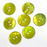 Bright Lime Green Shiny Agoya 2-Hole Button 9/16"-5/8"  Per Button 15mm  #1249