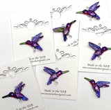 Hummingbird Bead, Purple Body, Small Embellishment Hand Painted by Susan Clarke, 3/4" #SC-170-P