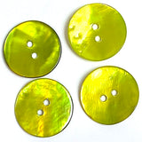 Bright Lime Green Shiny Agoya 2-Hole 3/4" Button 20mm, Sold Per Button #1248