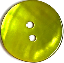 Bright Lime Green Shiny Agoya 2-Hole 3/4" Button 20mm, Sold Per Button #1248