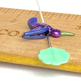 Hummingbird Bead, Purple Body, Small Embellishment Hand Painted by Susan Clarke, 3/4" #SC-170-P