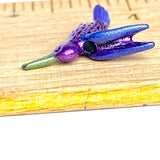 Hummingbird Bead, Purple Body, Small Embellishment Hand Painted by Susan Clarke, 3/4" #SC-170-P