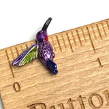 Hummingbird Bead, Purple Body, Small Embellishment Hand Painted by Susan Clarke, 3/4" #SC-170-P