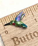 Hummingbird Bead, Green Body, Red Throat, Small Embellishment Hand Painted by Susan Clarke, 3/4" #SC-170-G
