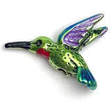 Hummingbird Bead, Green Body, Red Throat, Small Embellishment Hand Painted by Susan Clarke, 3/4" #SC-170-G