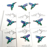 Hummingbird Bead, Blue Body, Red Throat, Small Embellishment Hand Painted by Susan Clarke, 3/4" #SC-170-B