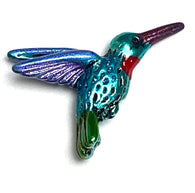 Hummingbird Bead, Blue Body, Red Throat, Small Embellishment Hand Painted by Susan Clarke, 3/4" #SC-170-B