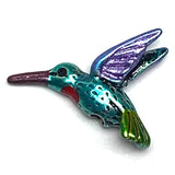 Hummingbird Bead, Blue Body, Red Throat, Small Embellishment Hand Painted by Susan Clarke, 3/4" #SC-170-B