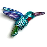 Hummingbird Bead, Blue Body, Red Throat, Small Embellishment Hand Painted by Susan Clarke, 3/4" #SC-170-B