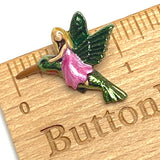 New Markdown, Fairy on Hummingbird Metal Button 1", Shank Back, Pink Dress  #SC-554