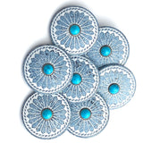 Turquoise Winterflower, 1-5/16"/33mm, Southwest Style Metal Shank Back Button # SWC-138