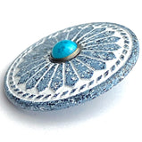 Turquoise Winterflower, 1-5/16"/33mm, Southwest Style Metal Shank Back Button # SWC-138