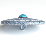 Turquoise Winterflower, 1-5/16"/33mm, Southwest Style Metal Shank Back Button # SWC-138