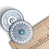 Turquoise Winterflower, 1-5/16"/33mm, Southwest Style Metal Shank Back Button # SWC-138