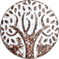 Re-Stocked, Tree of Life Rust/White 1" Metal Button with Shank Back #SWC-29