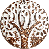 Rust/White Tree of Life 1" Metal Button Shank Back #SWC-29
