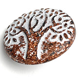 Rust/White Tree of Life 1" Metal Button Shank Back #SWC-29