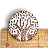 Rust/White Tree of Life 1" Metal Button Shank Back #SWC-29