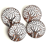 Rust/White Tree of Life 1" Metal Button Shank Back #SWC-29