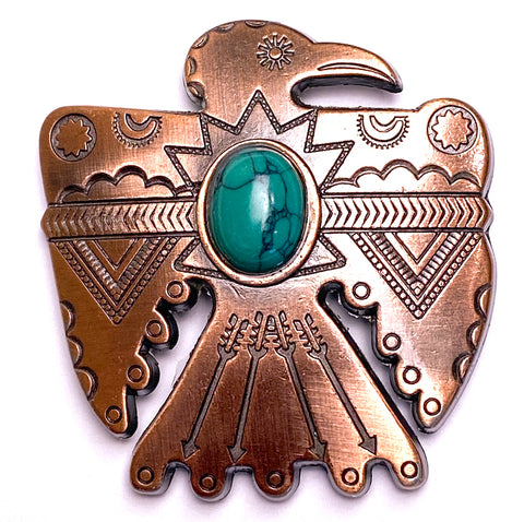 1-1/2" Copper/Faux Turquoise Thunderbird Screw Back Concho 1.5"  #SWH-115