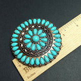 New Markdown, Extra Large, Forty-One Turquoise Flower Antique Copper Concho 3" Screw Back  #SWH-137