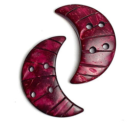 Burgundy Coconut Moon Button 1-1/4" Four-Holes, Pack of TWO CRESCENT MOONS  #LP-13