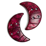 Burgundy Coconut Moon Button 1-1/4" Four-Holes, Pack of TWO CRESCENT MOONS  #LP-13