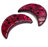 Burgundy Coconut Moon Button 1-1/4" Four-Holes, Pack of TWO CRESCENT MOONS  #LP-13