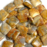 Running Low, Agate 'Crazy Lace' Gemstone Beads, 13/16" Square Siennas/Grays Beads 20mm x 7mm, Pack of 11  #LP-27