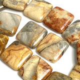Running Low, Agate 'Crazy Lace' Gemstone Beads, 13/16" Square Siennas/Grays Beads 20mm x 7mm, Pack of 11  #LP-27