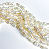 Deeper SALE, White Freshwater Pearl Beads, Vintage, 16" Strand #GH-07