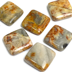 Running Low, Agate 'Crazy Lace' Gemstone Beads, 13/16" Square Siennas/Grays Beads 20mm x 7mm, Pack of 11  #LP-27