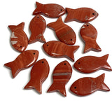 New Markdown, Fish Pendant, Red Jasper Natural Stone, 1.5",  #LP-32