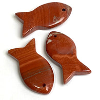 New Markdown, Fish Pendant, Red Jasper Natural Stone, 1.5",  #LP-32