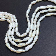 Vintage White Freshwater 'Rice' Pearl Beads, 16" Strand #MV-74