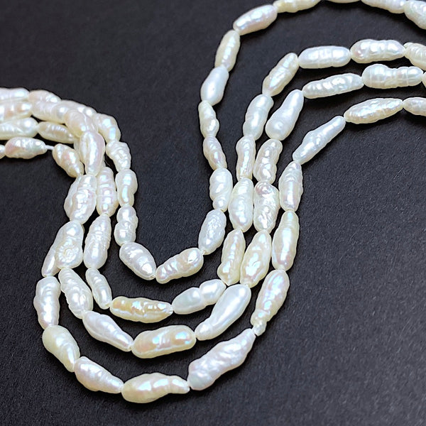 Vintage White Freshwater 'Rice' Pearl Beads, 16" Strand #MV-74