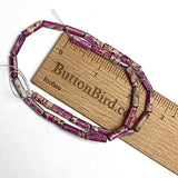 Tribal Magenta Gemstone Cylinder Tube Beads, 13mm x 4mm, 1/2" Long, Dyed Natural Imperial Jasper Strand of 27 #LP-35