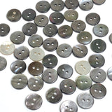 Bulk Deal Re-Stocked, Graphite Silvery Charcoal 3/8" Tiny Shiny Iridescent Shell, 10mm Pack of 100 Buttons  # LP-48